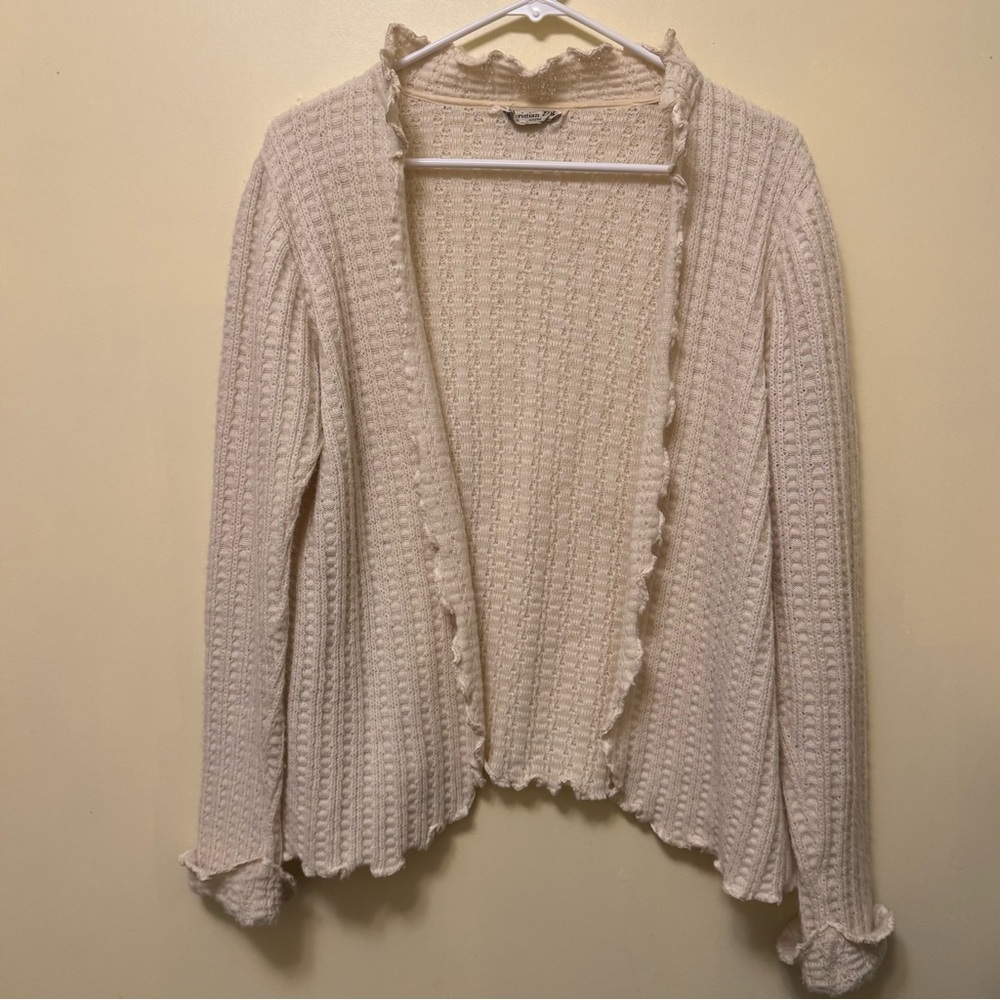 Vintage Christian Dior Lingerie Knitted Ruffle Trim Cardigan 🏹